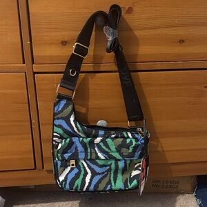 NWT DVF Diane Von Furstenberg Target Disco Zebra Green Utility Crossbody Bag